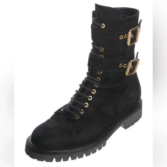 Alexandre Vauthier Suede Mid-Calf Combat Boots size 7 - Picture 2 of 5